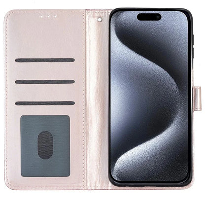 For iPhone 16 Pro Max Case Stand Wallet Glitter Leather Phone Cover Gold