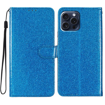 For iPhone 16 Pro Max Case Stand Wallet Glitter Leather Phone Cover