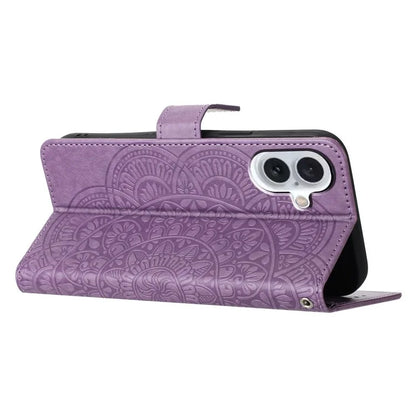 For iPhone 16 Plus Case Imprinted Mandala Pattern Stand Leather Phone Cover