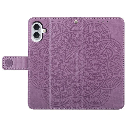 For iPhone 16 Plus Case Imprinted Mandala Pattern Stand Leather Phone Cover