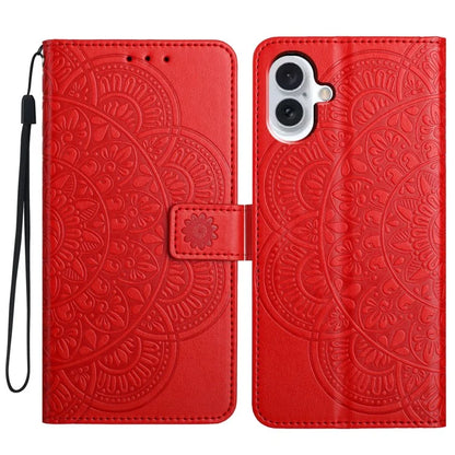 For iPhone 16 Plus Case Imprinted Mandala Pattern Stand Leather Phone Cover