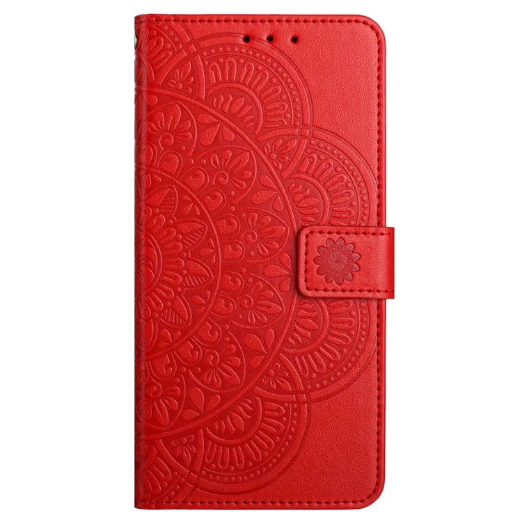 For iPhone 16 Plus Case Imprinted Mandala Pattern Stand Leather Phone Cover