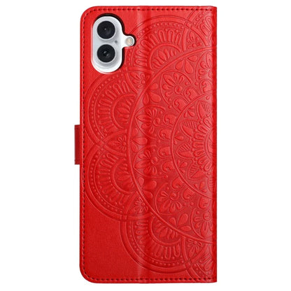 For iPhone 16 Plus Case Imprinted Mandala Pattern Stand Leather Phone Cover