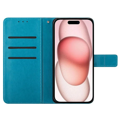 For iPhone 16 Plus Case Imprinted Mandala Pattern Stand Leather Phone Cover