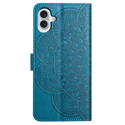 For iPhone 16 Plus Case Imprinted Mandala Pattern Stand Leather Phone Cover