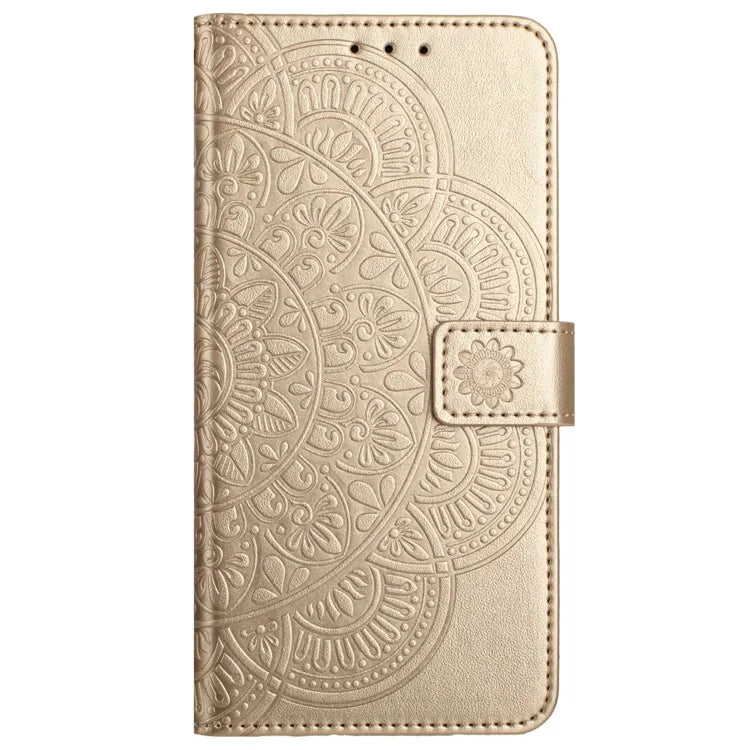 For iPhone 16 Plus Case Imprinted Mandala Pattern Stand Leather Phone Cover