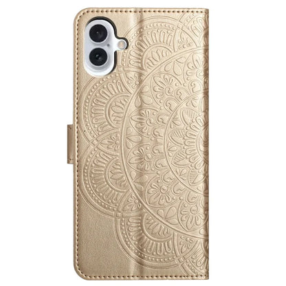 For iPhone 16 Plus Case Imprinted Mandala Pattern Stand Leather Phone Cover