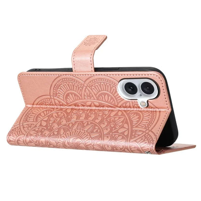 For iPhone 16 Plus Case Imprinted Mandala Pattern Stand Leather Phone Cover