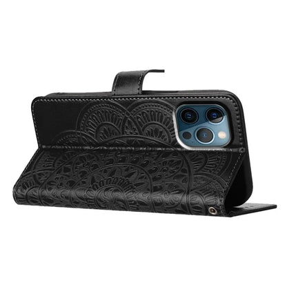 For iPhone 16 Pro Max Case Wallet PU Leather Mandala Pattern Phone Cover with Strap
