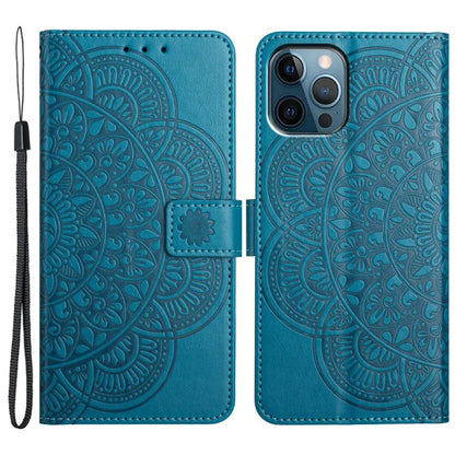 For iPhone 16 Pro Max Case Wallet PU Leather Mandala Pattern Phone Cover with Strap