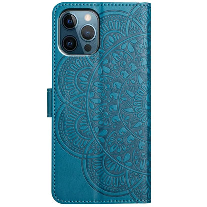 For iPhone 16 Pro Max Case Wallet PU Leather Mandala Pattern Phone Cover with Strap