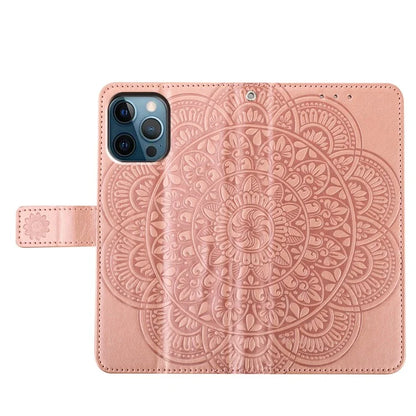 For iPhone 16 Pro Max Case Wallet PU Leather Mandala Pattern Phone Cover with Strap
