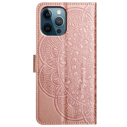 For iPhone 16 Pro Max Case Wallet PU Leather Mandala Pattern Phone Cover with Strap