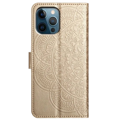 For iPhone 16 Pro Max Case Wallet PU Leather Mandala Pattern Phone Cover with Strap