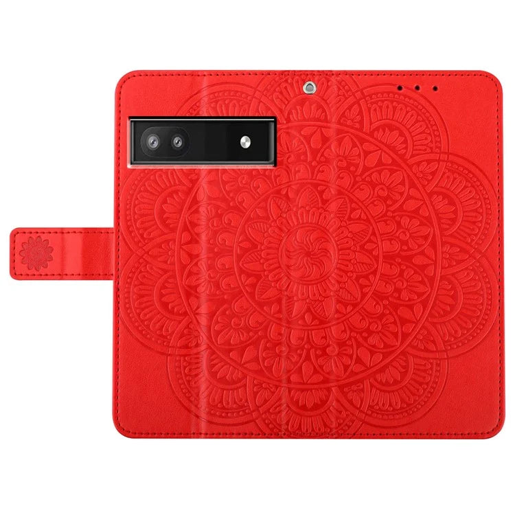 For Google Pixel 8a Case PU Leather Mandala Imprinted Phone Cover