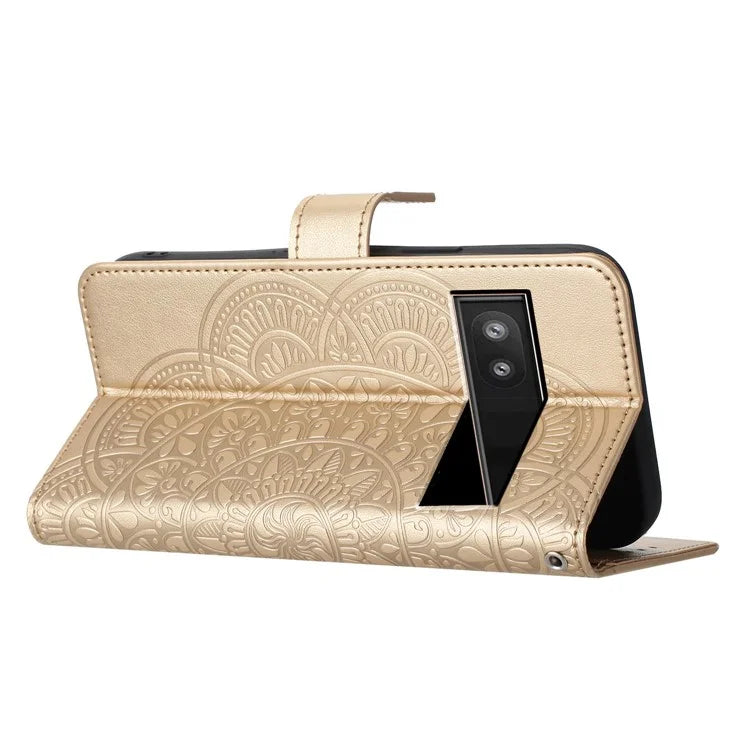 For Google Pixel 8a Case PU Leather Mandala Imprinted Phone Cover