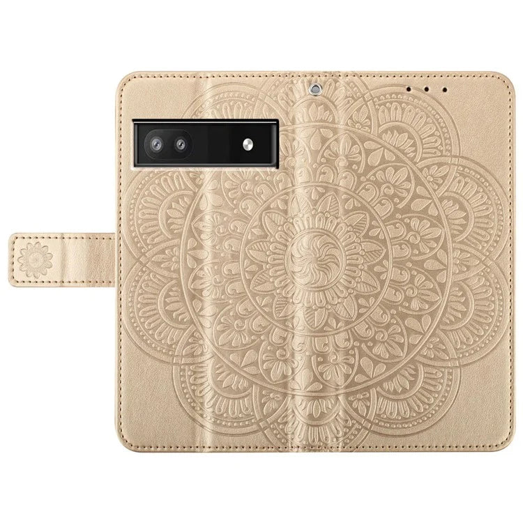 For Google Pixel 8a Case PU Leather Mandala Imprinted Phone Cover
