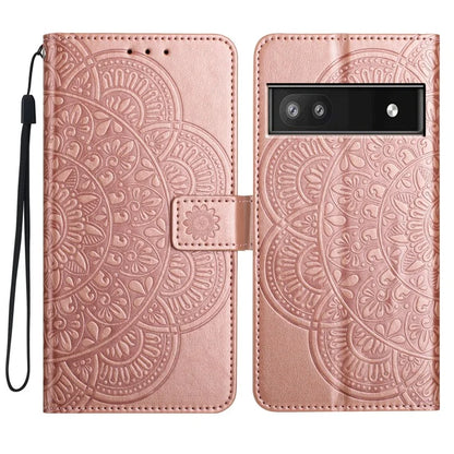 For Google Pixel 8a Case PU Leather Mandala Imprinted Phone Cover