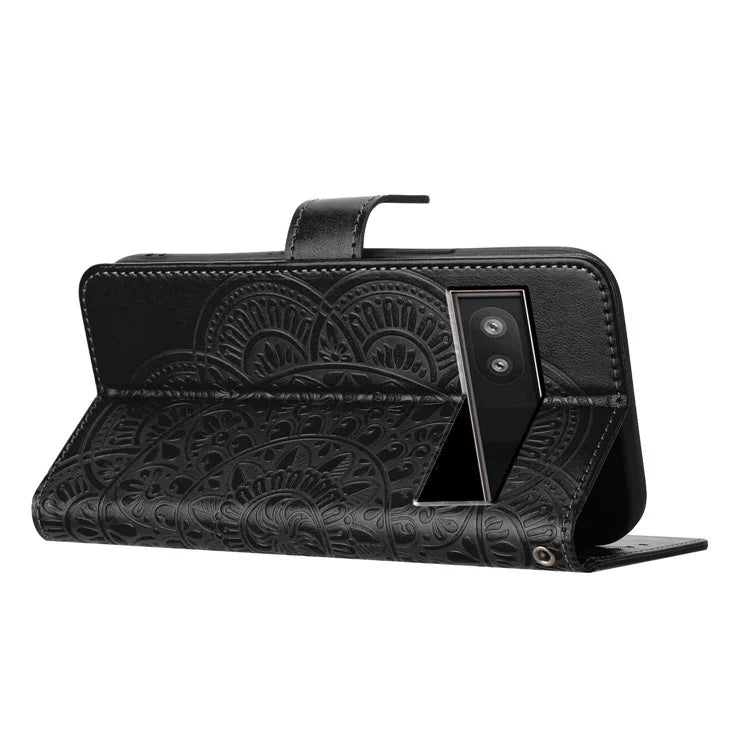 For Google Pixel 8a Case PU Leather Mandala Imprinted Phone Cover