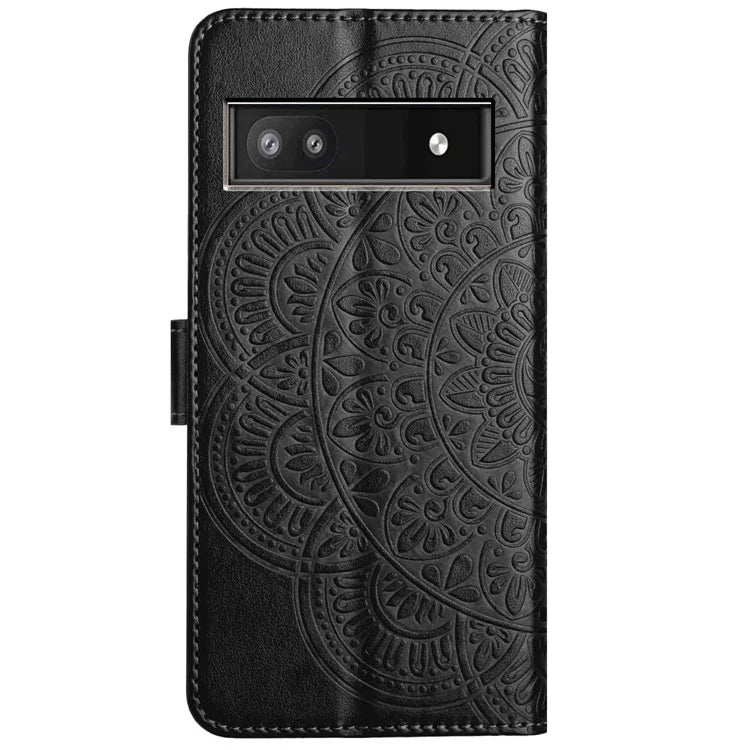 For Google Pixel 8a Case PU Leather Mandala Imprinted Phone Cover