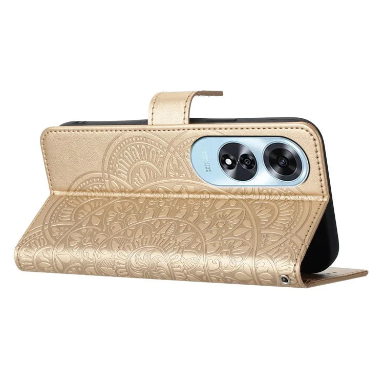 For Oppo A60 4G Case PU Leather Mandala Imprinted Wallet Phone Cover