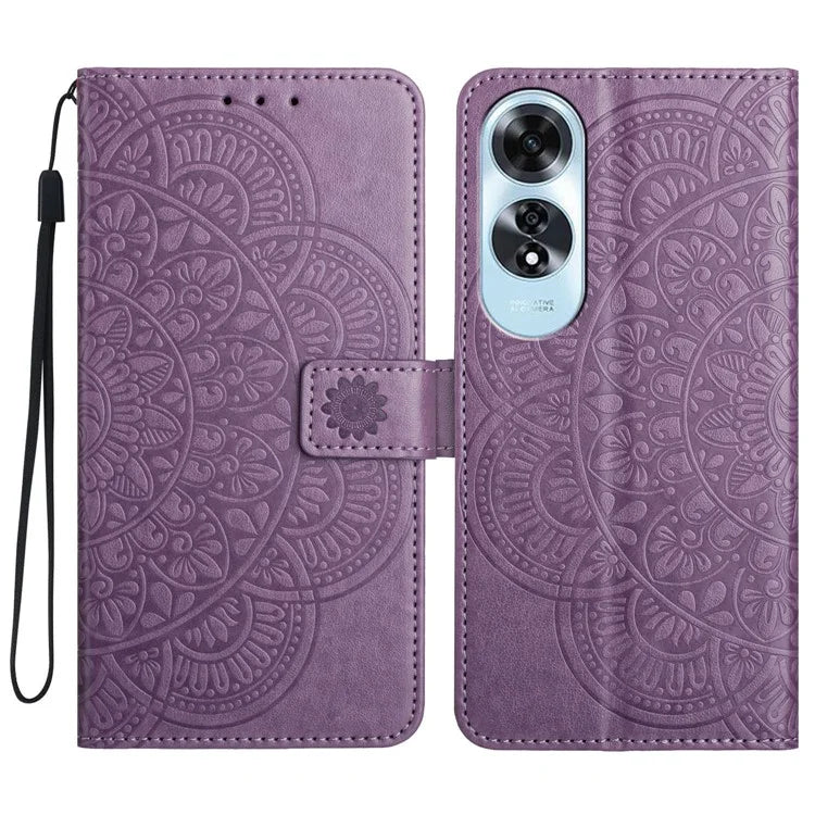 For Oppo A60 4G Case PU Leather Mandala Imprinted Wallet Phone Cover