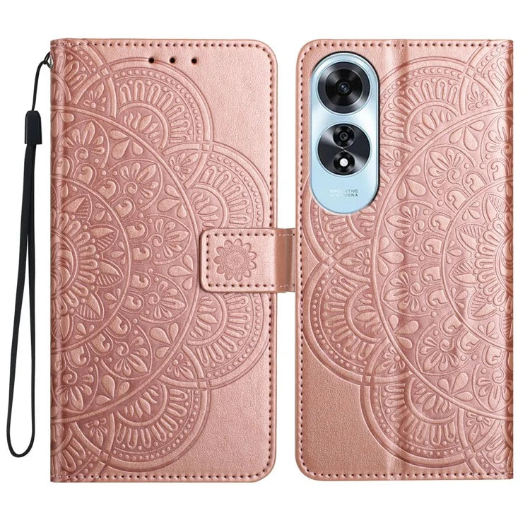 For Oppo A60 4G Case PU Leather Mandala Imprinted Wallet Phone Cover