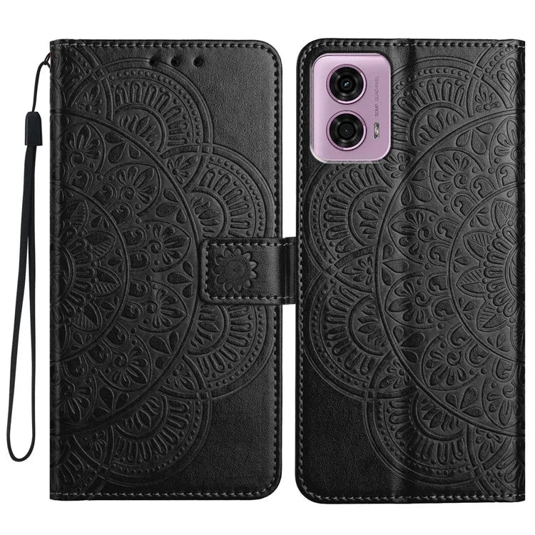 For Motorola Moto G34 5G Case Mandala Imprinted PU Leather Phone Cover