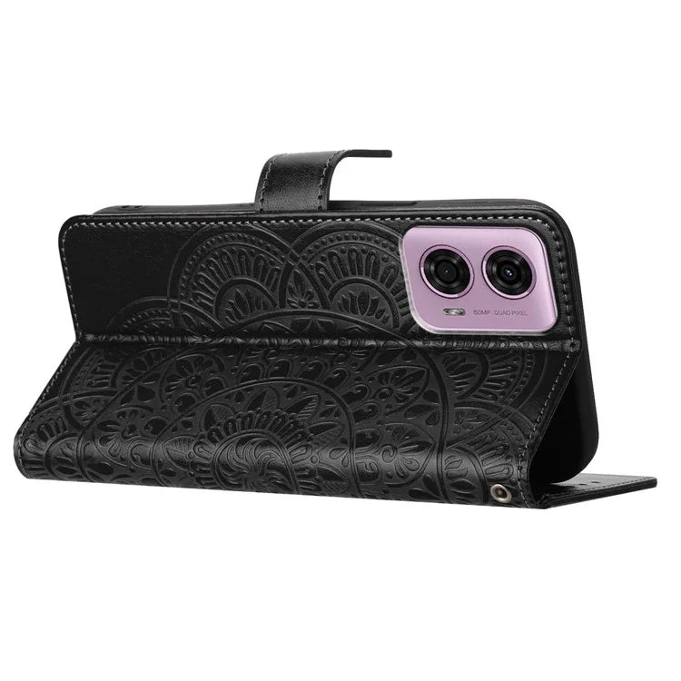 For Motorola Moto G34 5G Case Mandala Imprinted PU Leather Phone Cover