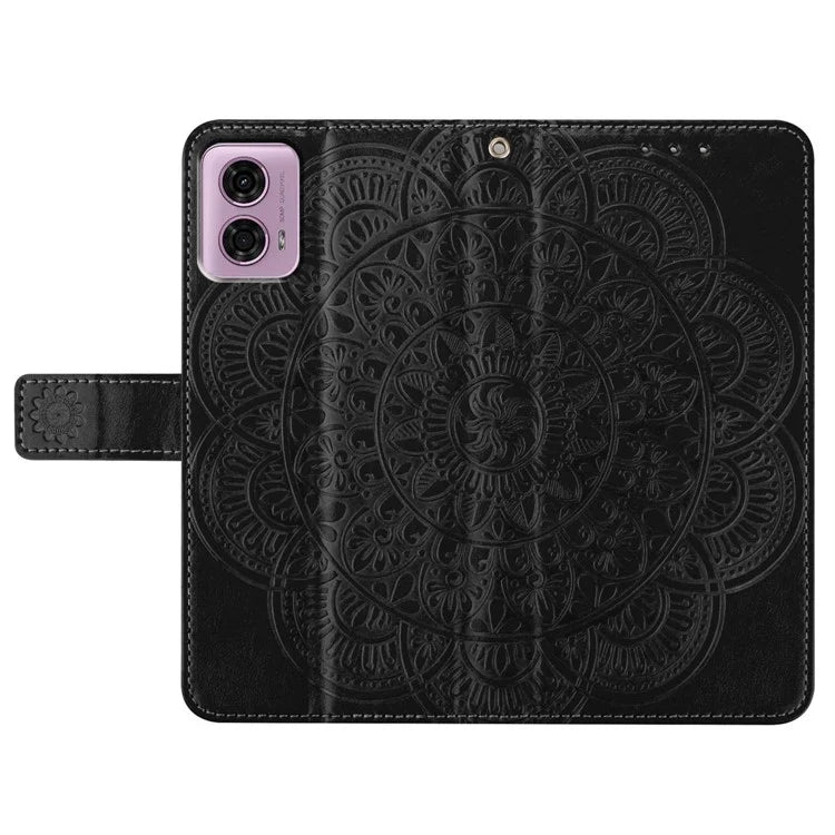For Motorola Moto G34 5G Case Mandala Imprinted PU Leather Phone Cover