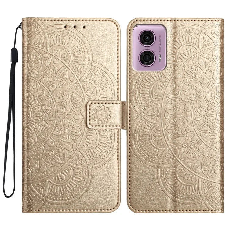 For Motorola Moto G34 5G Case Mandala Imprinted PU Leather Phone Cover