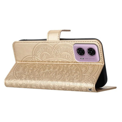 For Motorola Moto G34 5G Case Mandala Imprinted PU Leather Phone Cover