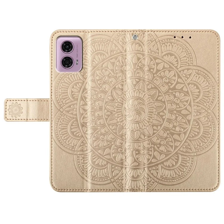 For Motorola Moto G34 5G Case Mandala Imprinted PU Leather Phone Cover
