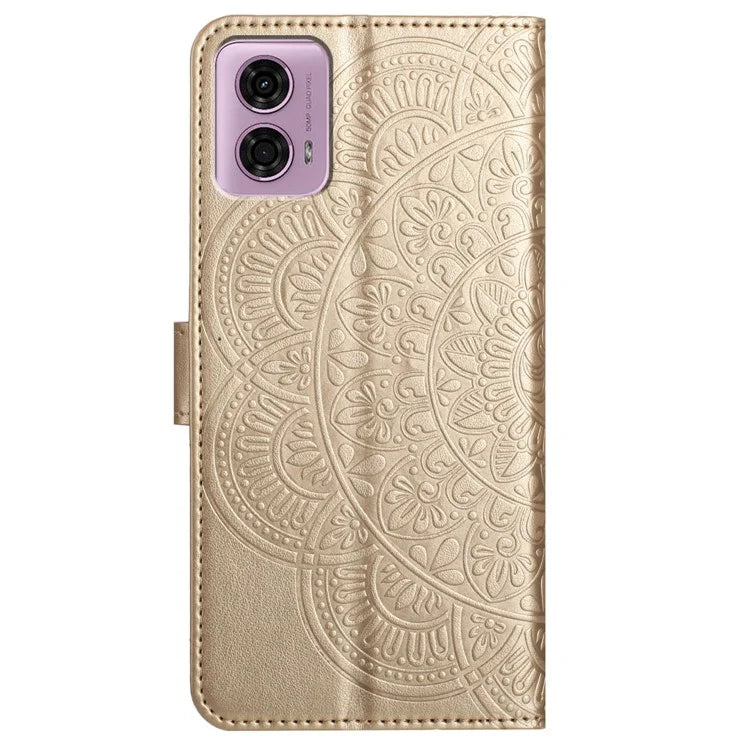 For Motorola Moto G34 5G Case Mandala Imprinted PU Leather Phone Cover