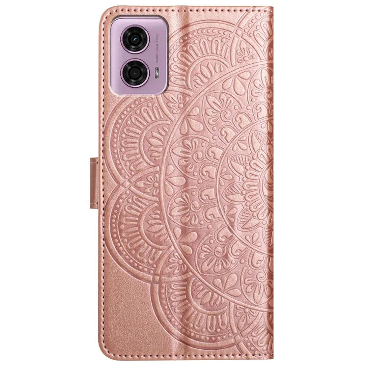 For Motorola Moto G34 5G Case Mandala Imprinted PU Leather Phone Cover