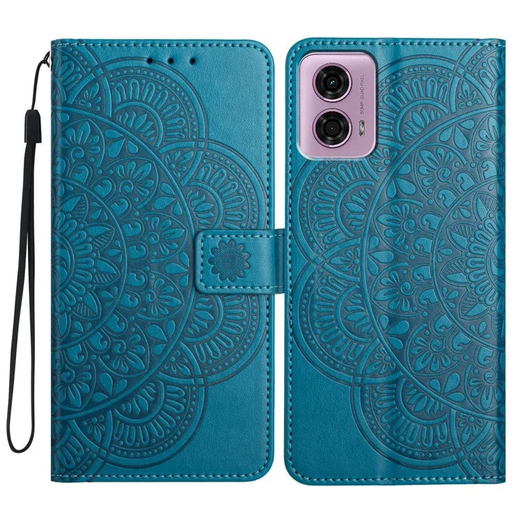 For Motorola Moto G34 5G Case Mandala Imprinted PU Leather Phone Cover