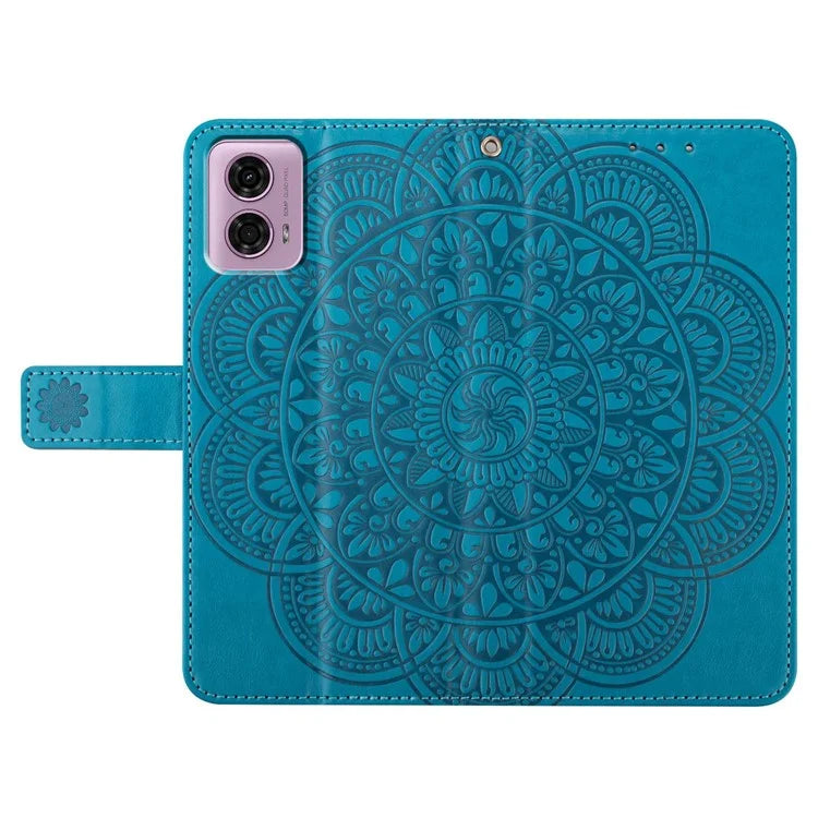 For Motorola Moto G34 5G Case Mandala Imprinted PU Leather Phone Cover