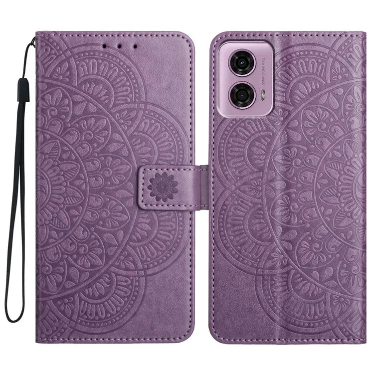 For Motorola Moto G34 5G Case Mandala Imprinted PU Leather Phone Cover