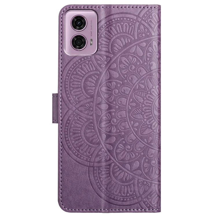 For Motorola Moto G34 5G Case Mandala Imprinted PU Leather Phone Cover