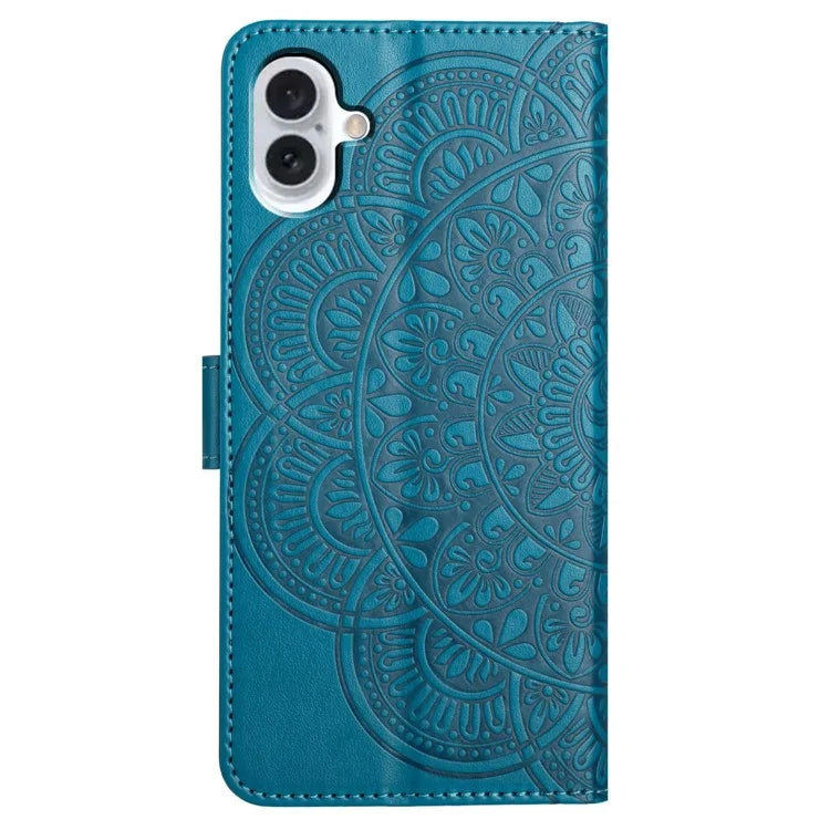 For iPhone 16 Case Mandala Flower PU Leather Flip Wallet Phone Cover