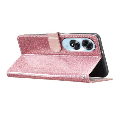 For Oppo A60 4G Wallet Case Glitter Leather Anti-Scratch Phone Cover Gold