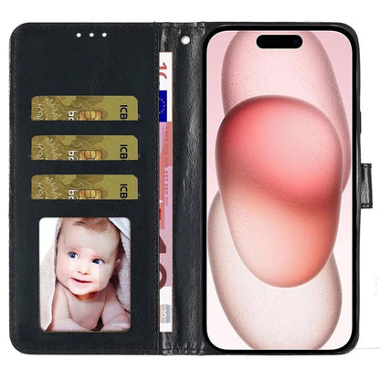 For iPhone 16 Plus Case PU Leather Wallet Folding Stand Glitter Phone Cover