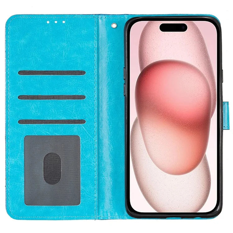 For iPhone 16 Plus Case PU Leather Wallet Folding Stand Glitter Phone Cover