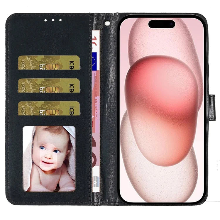 For iPhone 16 Protective Case Glitter Leather Wallet Phone Cover