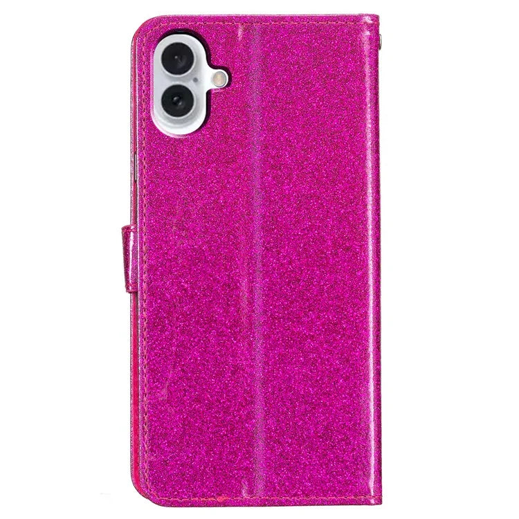 For iPhone 16 Protective Case Glitter Leather Wallet Phone Cover
