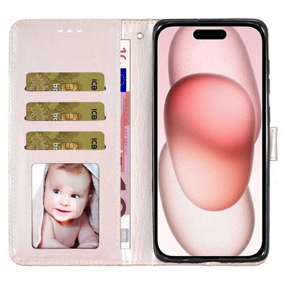For iPhone 16 Protective Case Glitter Leather Wallet Phone Cover