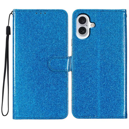 For iPhone 16 Protective Case Glitter Leather Wallet Phone Cover