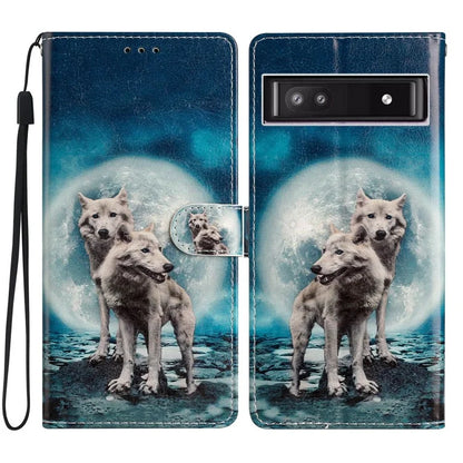 For Google Pixel 8a Case Pattern Printing Leather Phone Cover with Hand Strap