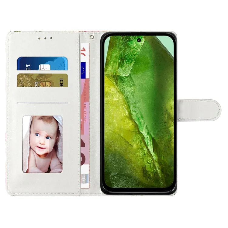 For Google Pixel 8a Case Pattern Printing Leather Phone Cover with Hand Strap