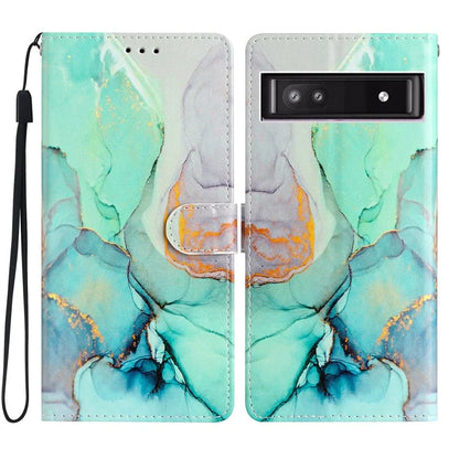 For Google Pixel 8a Case Pattern Printing Leather Phone Cover with Hand Strap